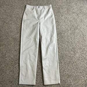 Aritzia Wilfred Melina Vegan Leather Pants Cream Size 10 Straight Leg High Rise